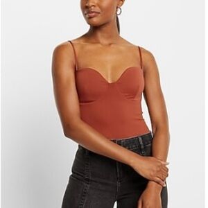 Express Body Contour Compression Bustier Bodysuit With Bra Cups - Large